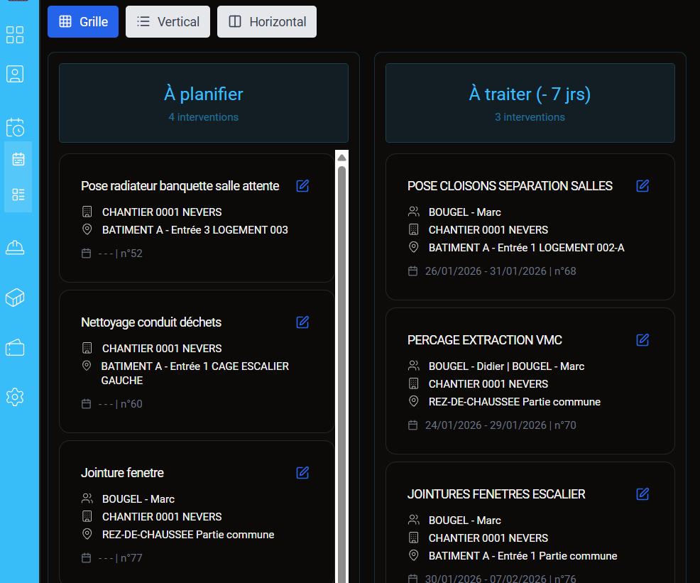 Buldiloc - application de suivi de chantier et de gestion de locations - intervention planification